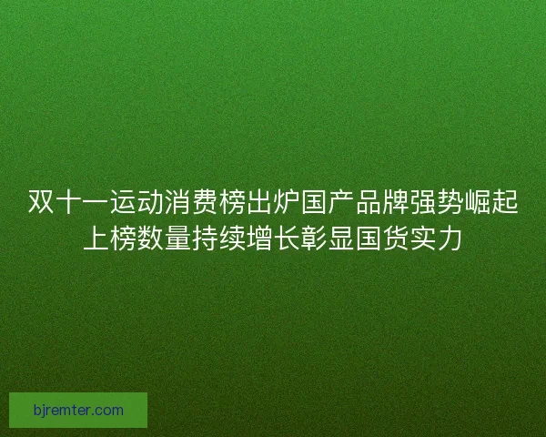 双十一运动消费榜出炉国产品牌强势崛起上榜数量持续增长彰显国货实力