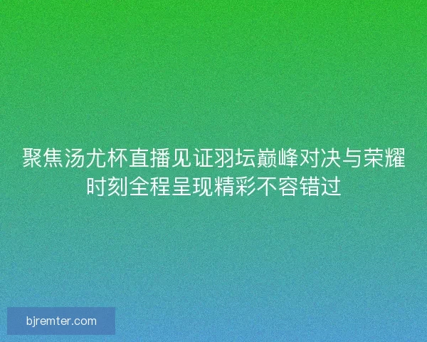 聚焦汤尤杯直播见证羽坛巅峰对决与荣耀时刻全程呈现精彩不容错过