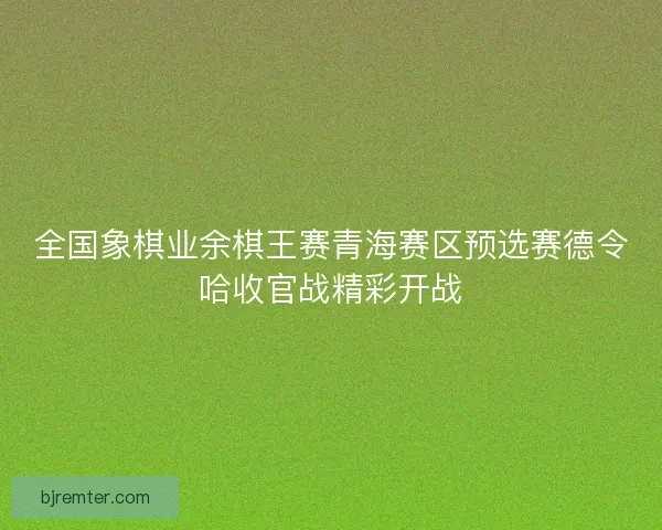 全国象棋业余棋王赛青海赛区预选赛德令哈收官战精彩开战